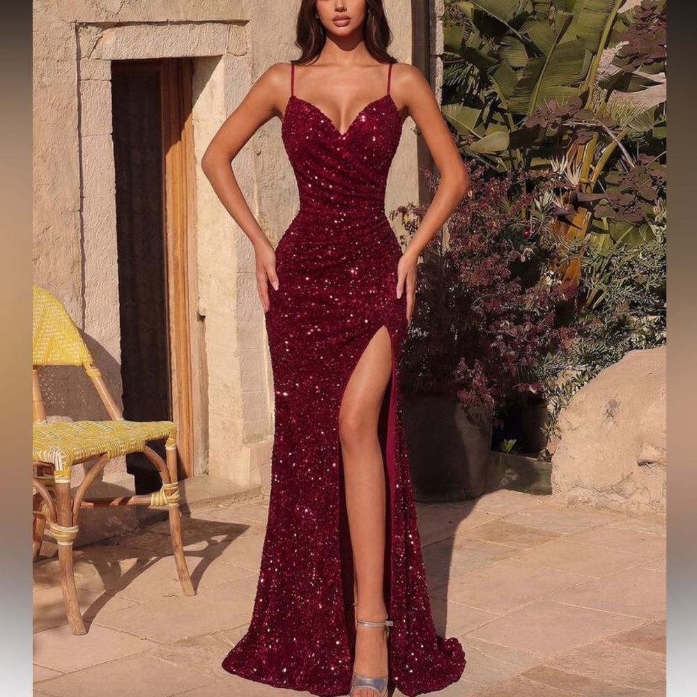 Luxe mermaid hem prom party sequins gown dress